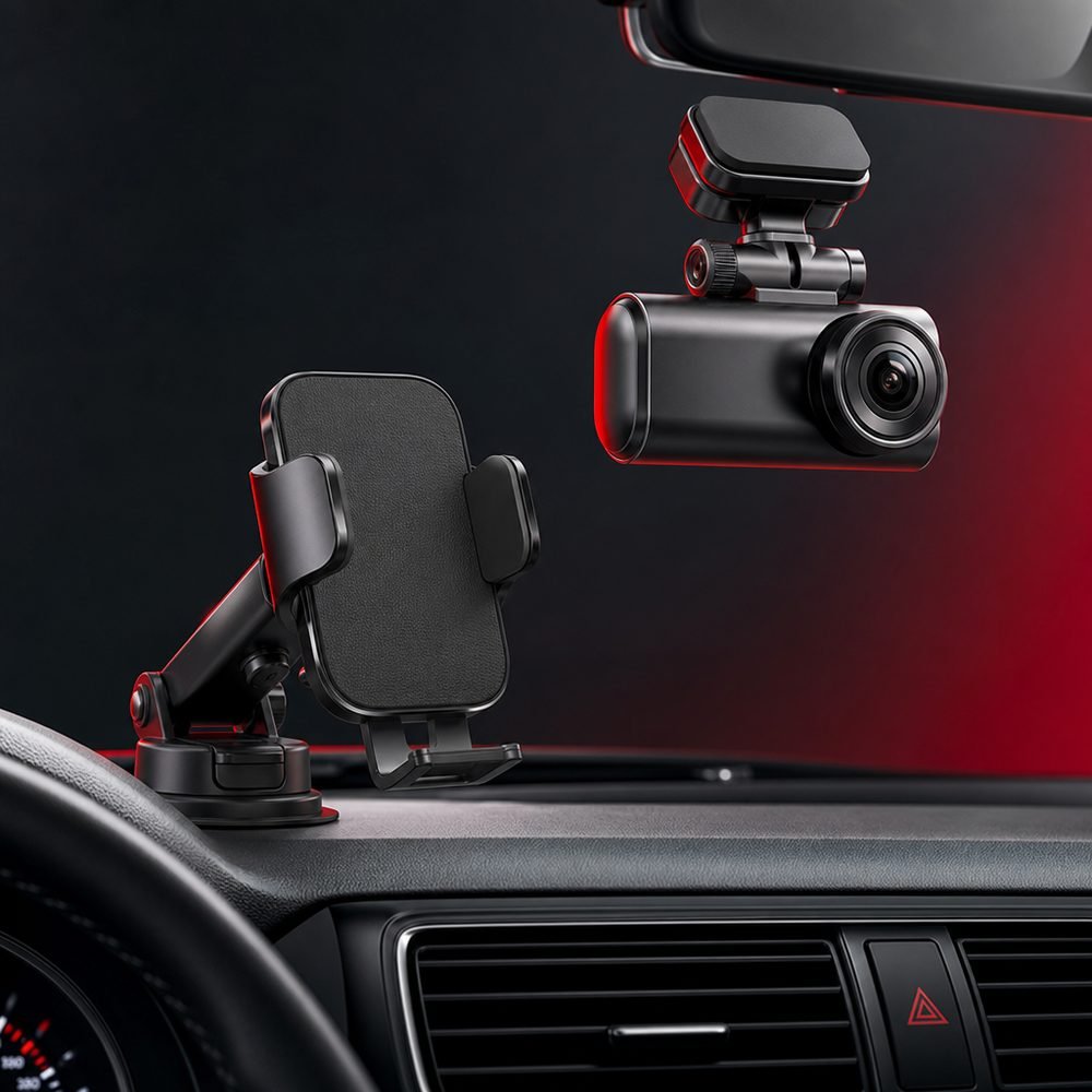 Smart dash cam and phone mount